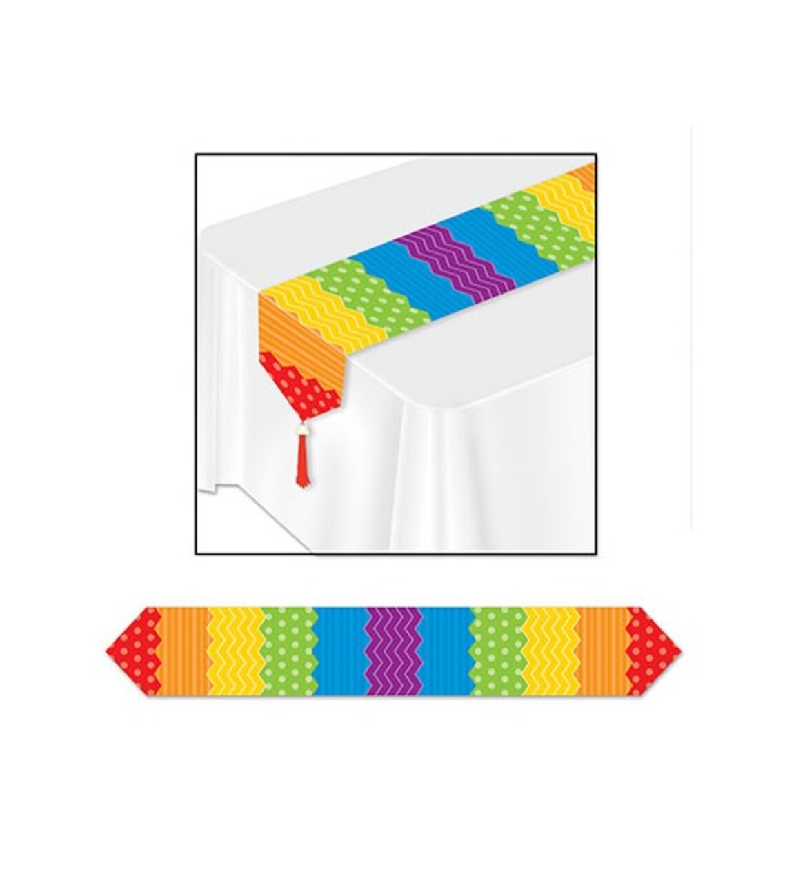 Party Central Club Pack of 12 Multi-Color Striped Table Runners 72"